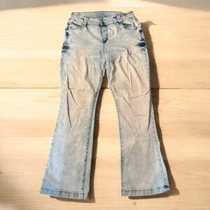 Flare Stretch Wide Leg Blue Jeans with Soft Denim